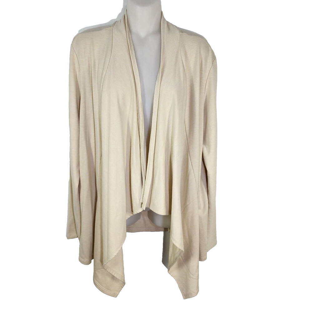 LOGO Lounge Lori Goldstein Cardigan Large Open Jacket French Terry Antique Stone